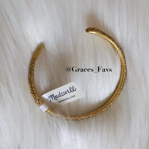 🐮🐮 NWT Madewell Gold Snake Cuff Brass Open End Bracelet - Picture 3 of 8